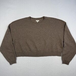 Pilcro Sweater Womens Small Brown 100% Cashmere Crewneck Pullover Knit Crop